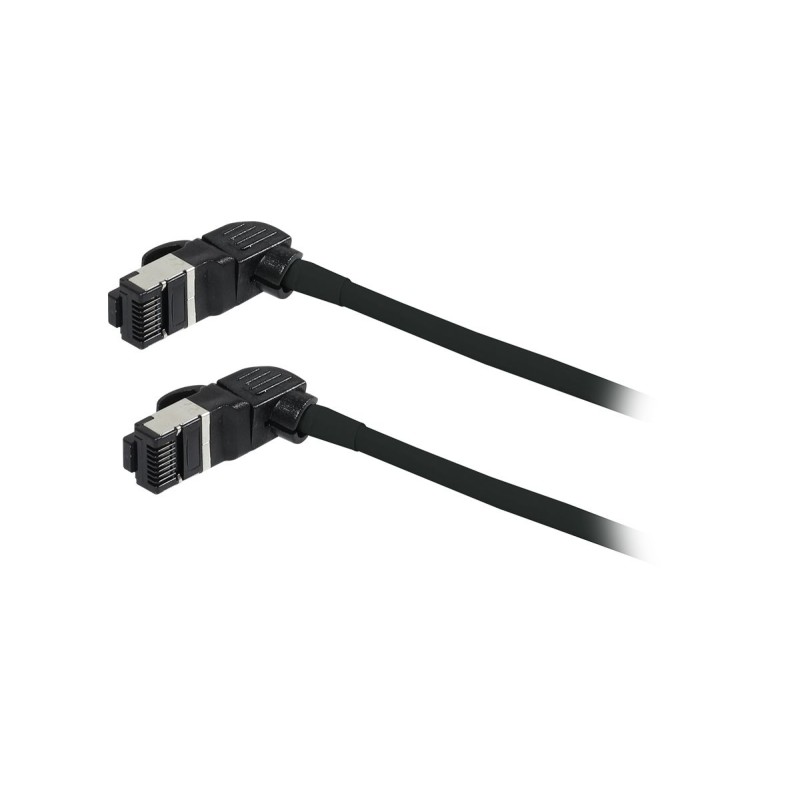 Patchkabel RJ45, CAT6A 500Mhz, 0.5m, schwarz, S/FTP, slimline rund d4,5mm, TPE/LSZH(Superflex), AWG28, mit CAT7 Rohk., drehbarer
