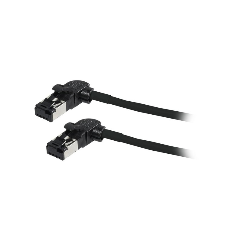 Patchkabel RJ45, CAT6A 500Mhz, 0.5m, schwarz, S/FTP, slimline rund d4,5mm, TPE/LSZH(Superflex), AWG28, mit CAT7 Rohk., drehbarer