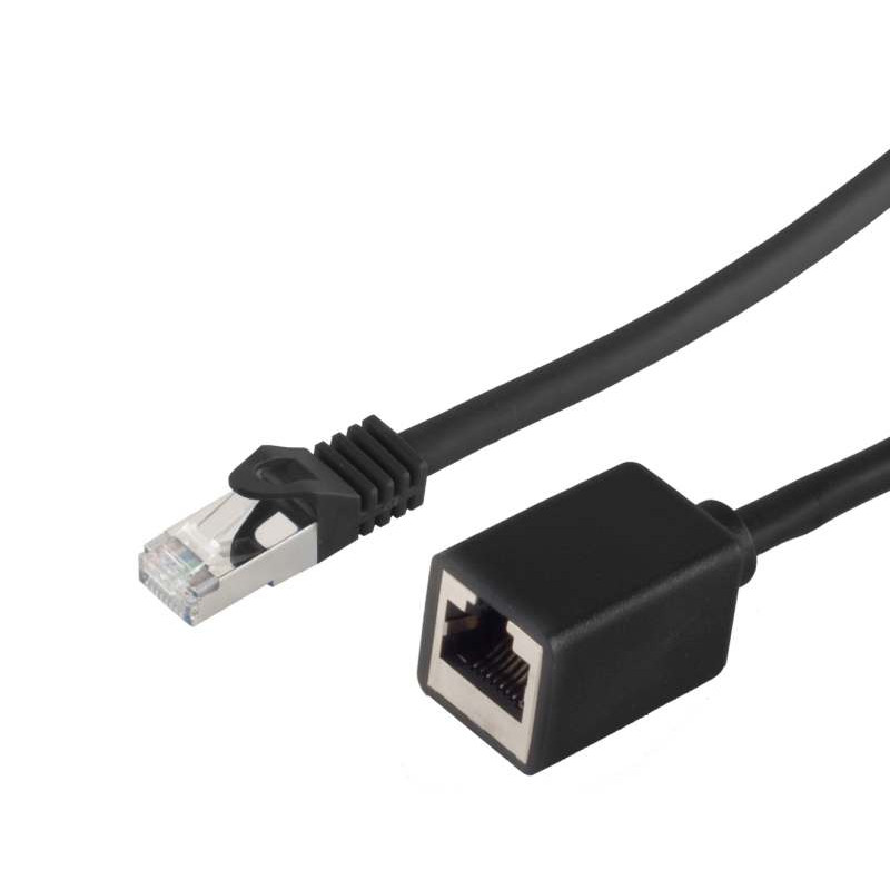 Patchkabel RJ45, CAT6 250Mhz, 0,5m schwarz, S-STP(S/FTP), LSZH, Stecker/Buchse(Verlängerung) - 140052 - 2