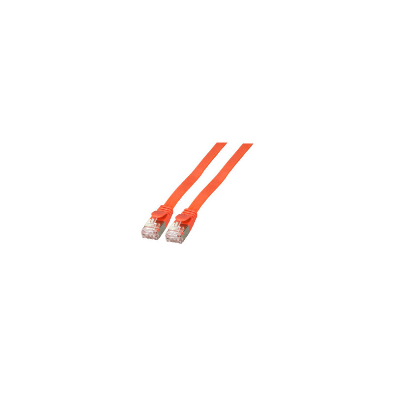 Patchkabel RJ45, CAT6A 500Mhz, 0.25m, rot, U/FTP, flach, - 152243 - 2
