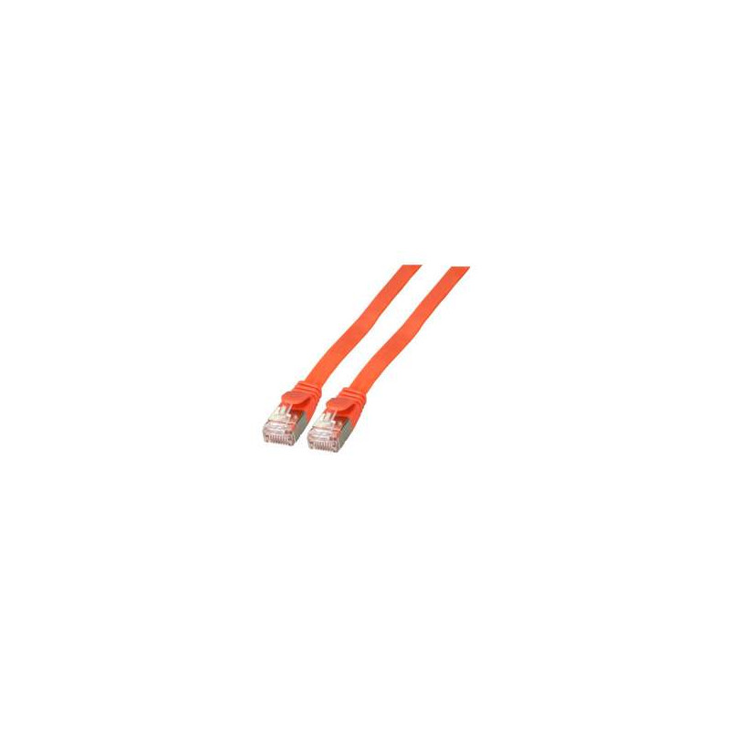 Patchkabel RJ45, CAT6A 500Mhz, 2m, rot U/FTP flach, - 152247 - 2