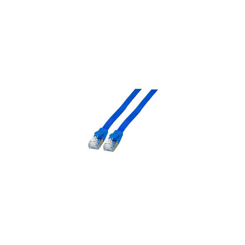 Patchkabel RJ45, CAT6A 500Mhz, 0.5m, blau, U/FTP, flach, - 152264 - 2