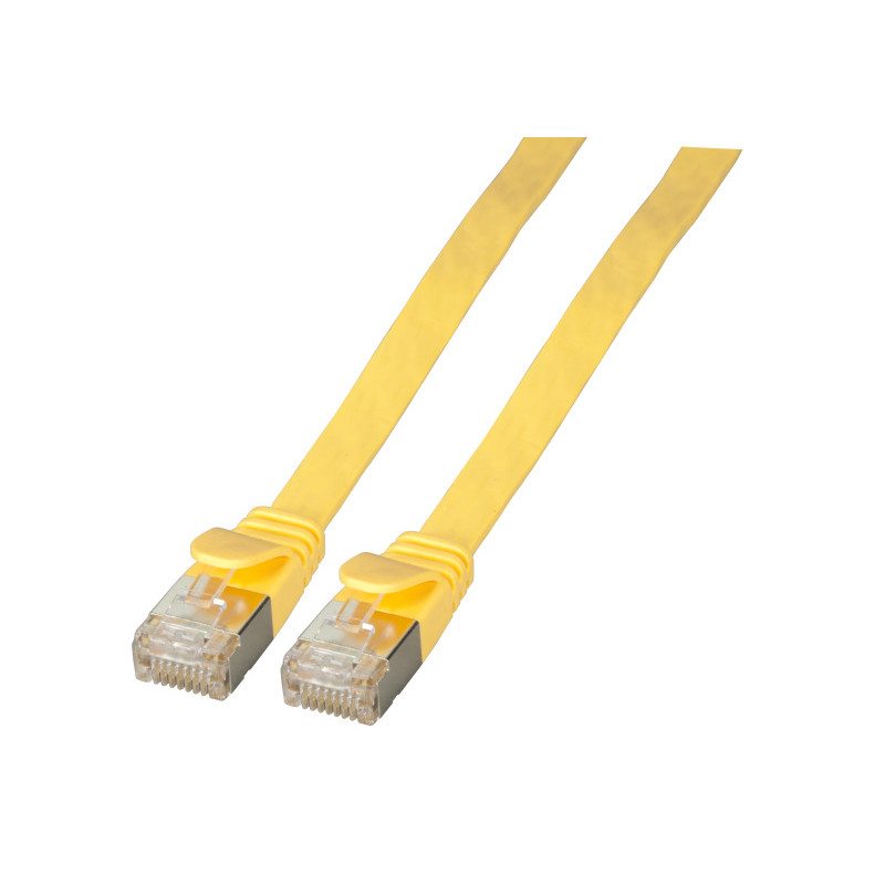 Patchkabel RJ45, CAT6A 500Mhz, 0,25m, gelb, U/FTP, flach, - 159211 - 2
