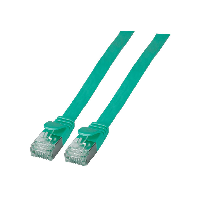 Patch cable RJ45, CAT6A 500Mhz, 0.25m, green, U/FTP, flat, - 172099 - 2
