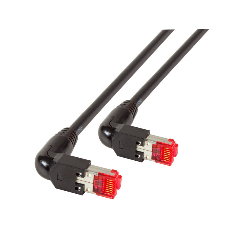 Patch cable RJ45-angled, CAT6A, 1000Mhz, 2m black, PIMF(S-FTP(SF/UTP)), Draka, - 195473 - 2