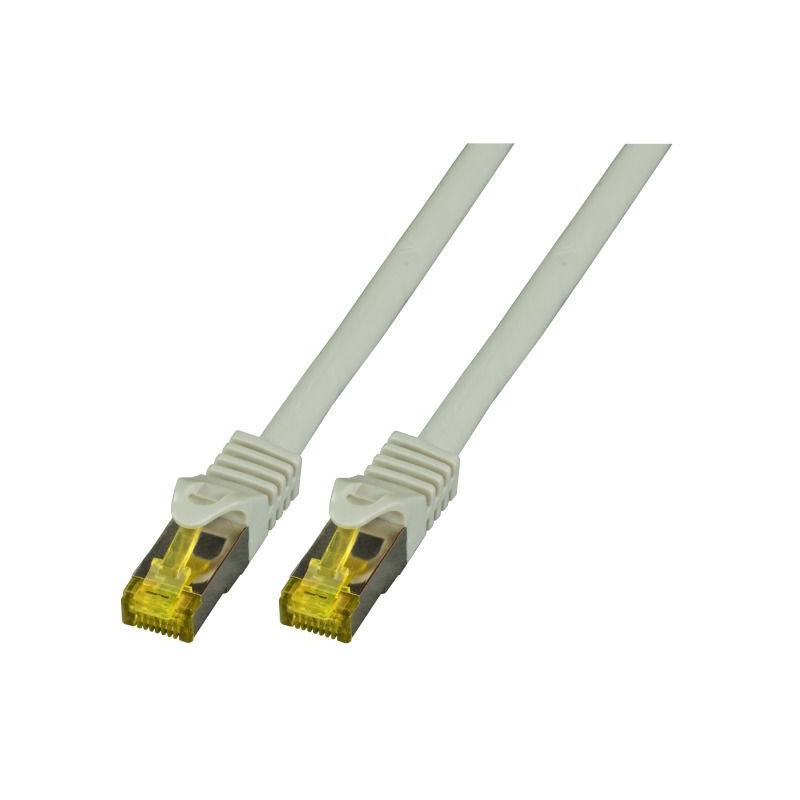 Patchkabel RJ45, CAT6A 500Mhz, 0.5m, grau S-STP(S/FTP) LSZH, mit Cat.7 Rohkabel, - 201762 - 2