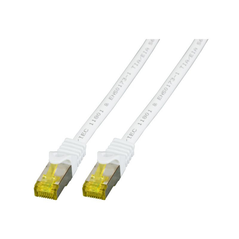 Patch cable RJ45, CAT6A 500Mhz, 0.25m, white, S-STP(S/FTP), LSZH, with Cat.7 raw cable, - 206058 - 2