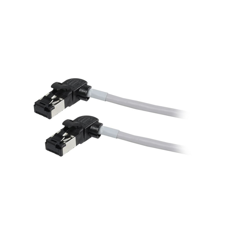 Patchkabel RJ45, CAT6A 500Mhz, 2m, grau, S/FTP, slimline rund d4,5mm, TPE/LSZH(Superflex), AWG28, mit CAT7 Rohk., drehbarer Stec