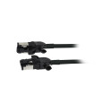 Patchkabel RJ45, CAT6A 500Mhz, 0.5m, schwarz, S/FTP, slimline rund d4,5mm, TPE/LSZH(Superflex), AWG28, mit CAT7 Rohk., drehbarer