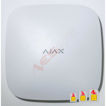 AJAX HUB 2 PLUS - wireless alarm system, 2x4G-GSM, GPRS, WiFi, LAN, white