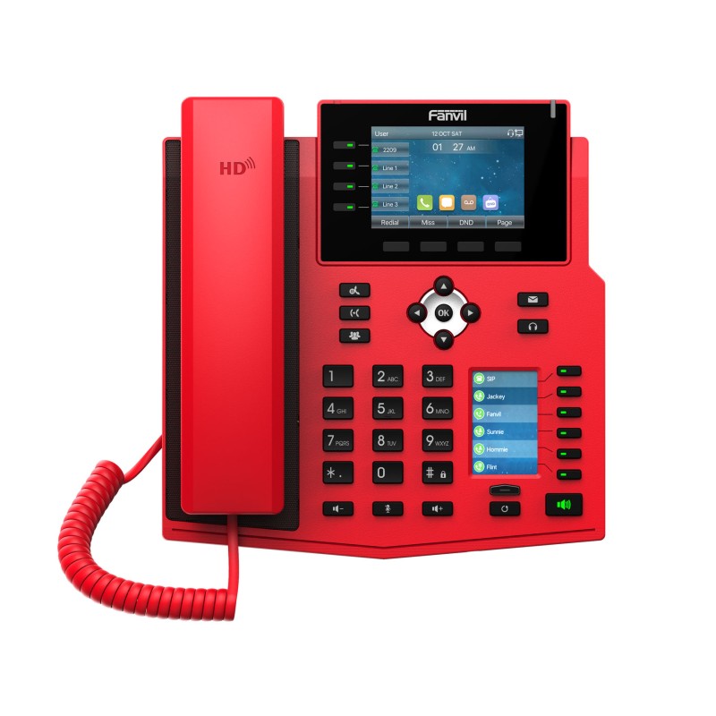 Fanvil X5U-R, Red Phones for Hospitality, Fire Station etc. solution High-end business phone with Gigabit / SIP / POE / Gigabit 