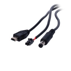 Triple conector para baterías zinc-aire - USB Mini / Molex / Jack - Longitud 1.5 m - Compatible con batería SF-BATT-75V-3200WH -