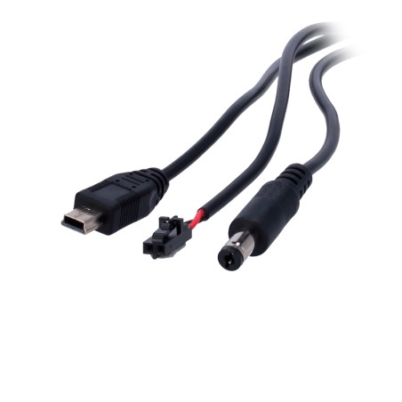 Triple conector para baterías zinc-aire - USB Mini / Molex / Jack - Longitud 1.5 m - Compatible con batería SF-BATT-75V-3200WH -