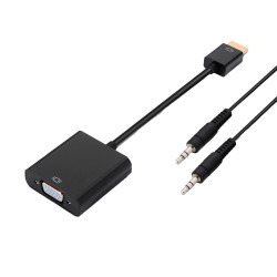 HDMI-Konverter - VGA + Audio - HDMI-Stecker-Eingang - Inklusive 3'5mm männlich-männlich 1 Meter Klinkenkabel - SVGA-Ausgang (D-S