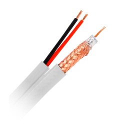 Kombiniertes Kabel - Mini RG59 + SIAMES Netzteil - Rolle von 100 Metern - Gehäuse, Farbe weiß - Außendurchmesser 6.0 mm - Gering