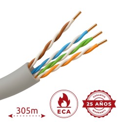 Kategorie 5E UTP-Kabel - Leiter OFC,100% Kupfer - Durchmesser 25 AWG-0,45mm - CPR Eca-Zertifikat - Graues PVC-Außengehäuse - Zer