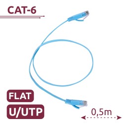 Cable UTP Flat - Ethernet - Conectores RJ45 - Categoría 6 - 0,5 m - Color azul