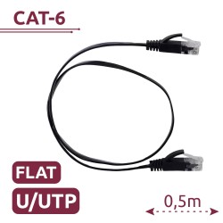 Cable UTP Flat - Ethernet - Conectores RJ45 - Categoría 6 - 0,5 m - Color negro