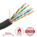 Cable UTP rígido de exterior - Categoría 6 - Cumple con 90m Fluke test - Conductor OFC, pureza 99.9% cobre - Rollo de 305 metros