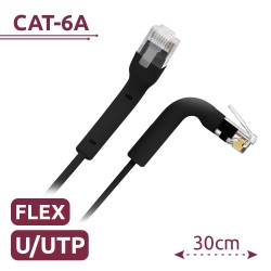 Cable UTP flexible - Ethernet - Conectores RJ45 - Categoría 6A - 0,3 m - Color negro