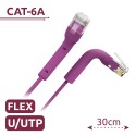 Cable UTP flexible - Ethernet - Conectores RJ45 - Categoría 6A - 0,3 m - Color morado