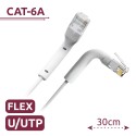 Cable UTP flexible - Ethernet - Conectores RJ45 - Categoría 6A - 0,3 m - Color blanco