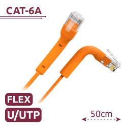 Cable UTP flexible - Ethernet - Conectores RJ45 - Categoría 6A - 0,5 m - Color naranja