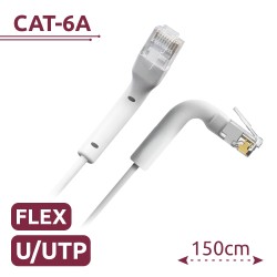 Cable UTP flexible - Ethernet - Conectores RJ45 - Categoría 6A - 1,5 m - Color blanco