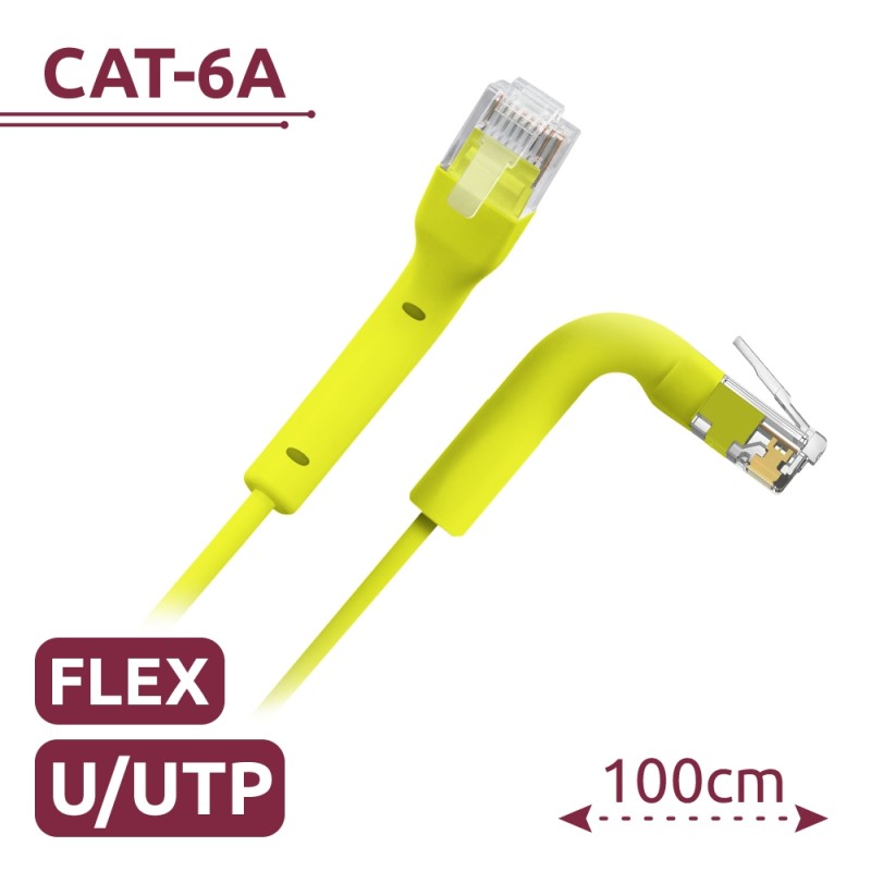 Cable UTP flexible - Ethernet - Conectores RJ45 - Categoría 6A - 1 m - Color amarillo