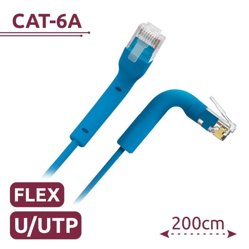 Cable UTP flexible - Ethernet - Conectores RJ45 - Categoría 6A - 2 m - Color azul