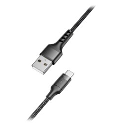 Veger - USB-Kabel 2.0 für Laptops - USB-A auf USB-C - Metallmantel, geflochtenes Nylon - Länge 1.2m - Schnellladung : Farbe schw