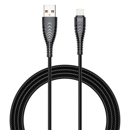 Veger - Kabel USB2.0 - USB-A zu Lightning - Kunststoffhülle, Nylongeflecht - Länge 1.2m - Farbe schwarz - VG-V105 - 1