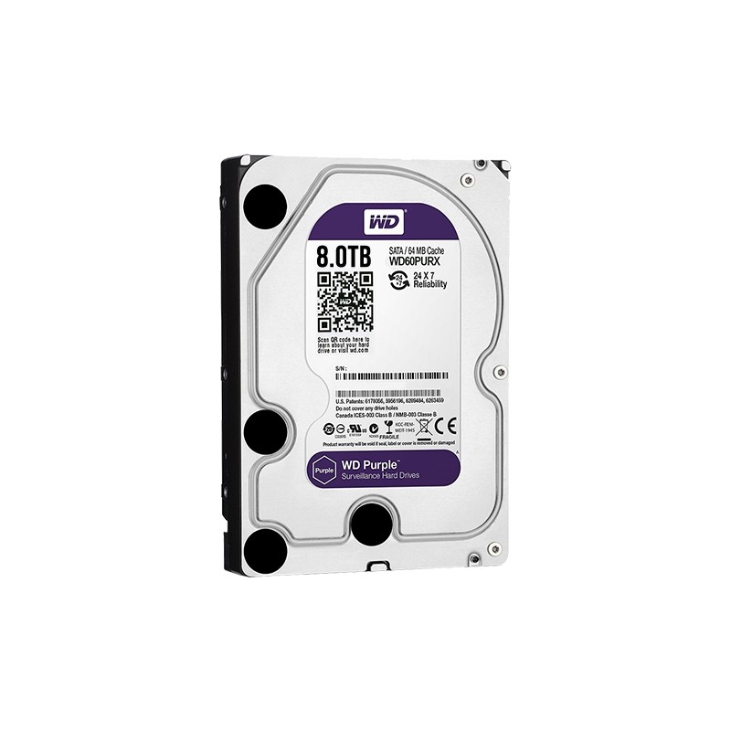 Western Digital Festplatte - Kapazität 8 TB - SATA-Schnittstelle mit bis zu 215 MB/s - Modell WD85PURZ - Speziell für Videorekor