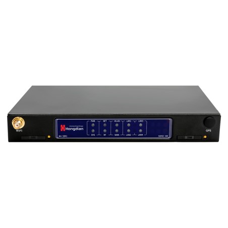 Hongdian Industrie-Router 4G - 4G Kategorie 4 - 5 Ethernet-Anschlüsse RJ45 Fast Ethernet - Dual-SIM-Doppelmodem - Anschlüsse RS2