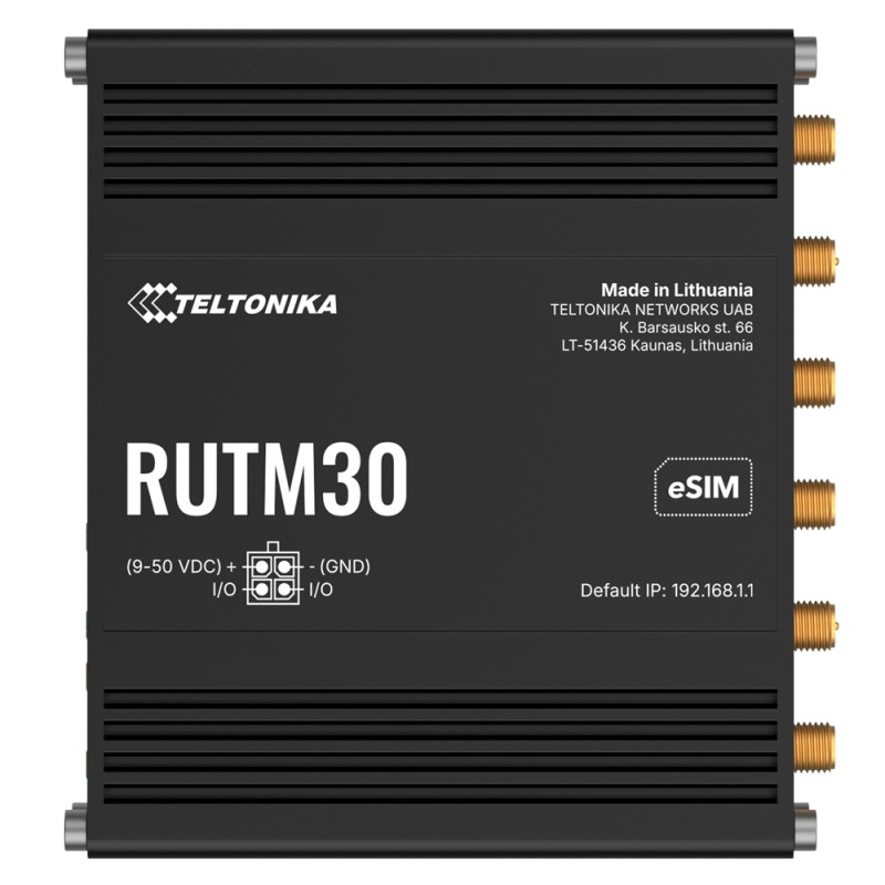 Teltonika Router 5G Industrial - 5G Sub-6Ghz SA/NSA - Dual-SIM - WLAN 5 - eSIM - 2 Ethernet ports RJ45 Gigabit - TK-RUTM30 - 1