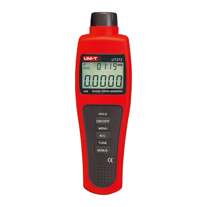 Handy digital tachometer - Up to 99999 rpm - Backlit LCD display of 100000 counts - PC connection via - UT372 - 2