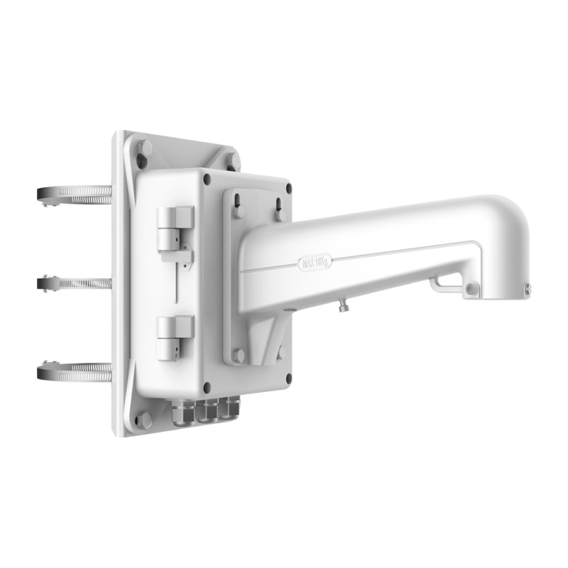 Bracket for poles - Junction box/box included - Suitable for outdoor use - White colour - Cable pin - 209.7 mm (W) x 3 - DS-1602