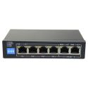 Switch PoE - 4 PoE + ports 2 uplink RJ45 - Speed up to 100 Mbps on all ports - Total up to 60W for all ports
