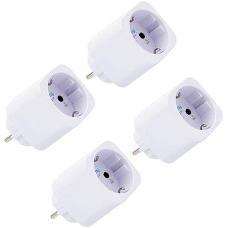 Shelly · Plug & Play "Plug M Gen3 White" · 4er Set · Smarter Zwischenstecker · 13A · Messfunktion · WLAN · BT · weiß - 252905 - 