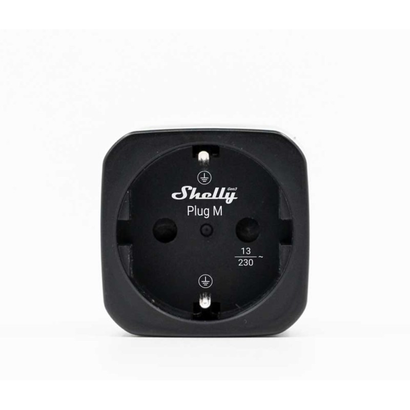 Shelly · Plug & Play "Plug M Gen3 Black" · Smarter Zwischenstecker · 13A · Messfunktion · WLAN · BT · schwarz - 252913 - 1