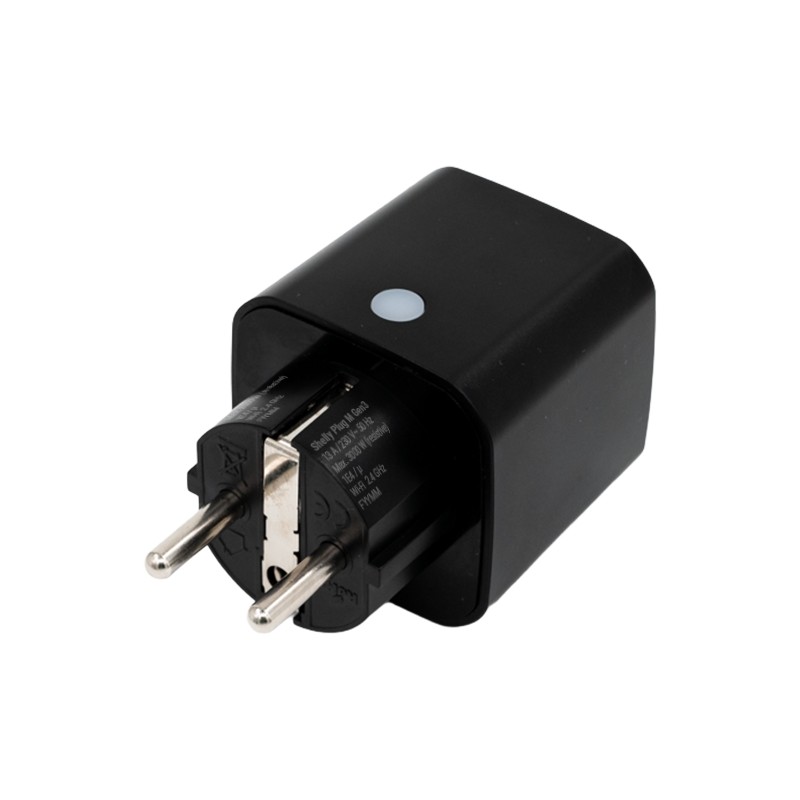 Shelly - Plug & Play "Plug M Gen3 Black" - Smart adapter plug - 13A - Measuring function - WLAN - BT - black - 252913 - 2