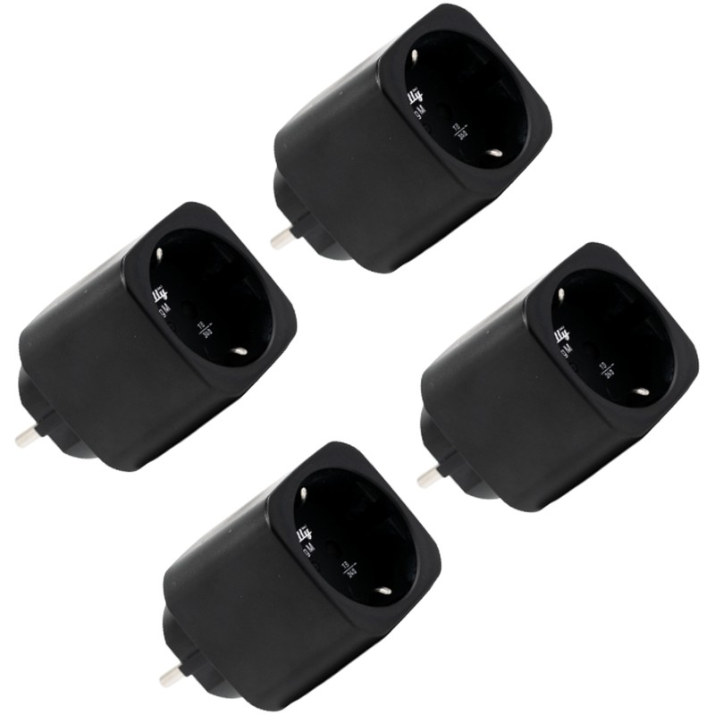 Shelly - Plug & Play "Plug M Gen3 Black" - Set of 4 - Smart adapter plug - 13A - Measuring function - WLAN - BT - black - 252947