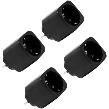 Shelly - Plug & Play "Plug M Gen3 Black" - Set of 4 - Smart adapter plug - 13A - Measuring function - WLAN - BT - black - 252947