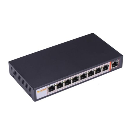 Lupus-Electronics 10996 PoE Switch, 8 Kanal, versorgt kompatible IP-Kameras, 10/100mbit, IEEE 802 af konform, 15.4 W, Schwarz 