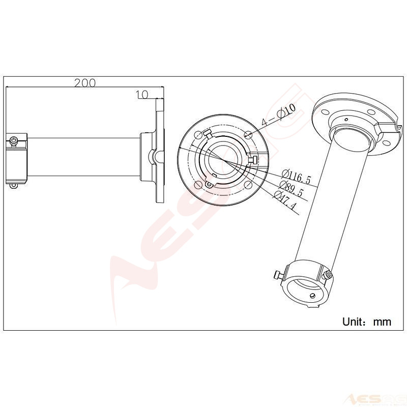 ABUS - Ceiling mount 20 cm for PTZ dome cameras