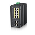 Zyxel Switch unmanaged Layer2 12 Port &bull 8x 1 GbE &bull PoE Budget 240 Watt &bull 8x PoE at &bull 4x SFP &bull Industrial &bu