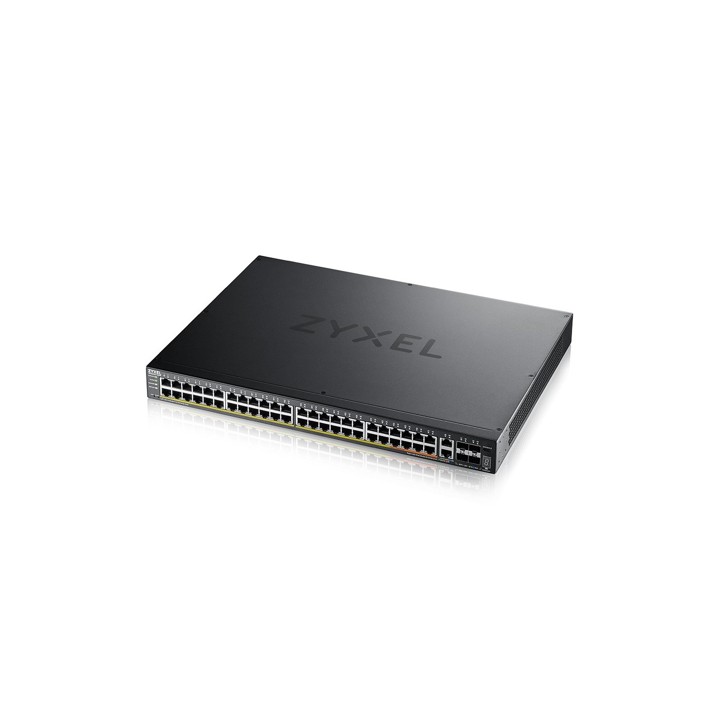 Zyxel Switch full managed Layer3 54 Port &bull 48x 1 GbE &bull PoE Budget 600 Watt &bull 40x PoE at &bull 10x PoE bt &bull 2x 10