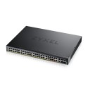 Zyxel Switch full managed Layer3 54 Port &bull 48x 1 GbE &bull PoE Budget 960 Watt &bull 40x PoE at &bull 10x PoE bt &bull 2x 10