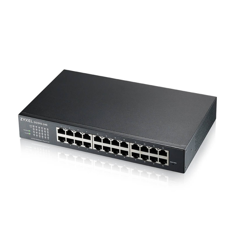 Zyxel Switch smart managed Layer2 24 Port &bull 24x 1 GbE &bull 19" &bull Fanless &bull NebulaFlex &bull GS1915-24E - 211709 - 2