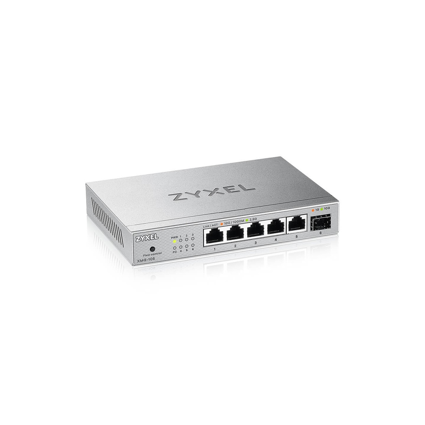 Zyxel Switch unmanaged Layer2 5 Port &bull 5x 10/2.5 GbE &bull 1x SFP + &bull Desktop &bull Lüfterlos &bull XMG-105 - 237416 - 2